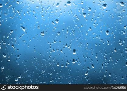 water drops on glass close up