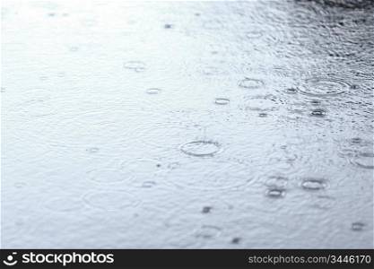 water drops on lake close up