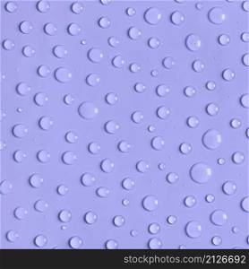 Water drops on purple background. Water texture close up. Backdrop glass covered with drops of water. Water bubbles. Trendy banner with 2022 color of the year very peri.. Water drops on purple background. Water texture close up. Backdrop glass covered with drops of water. Water bubbles. Trendy banner with 2022 color of the year very peri