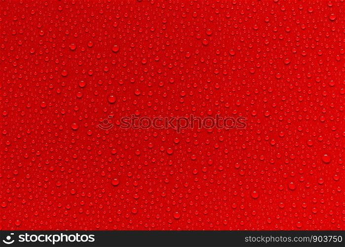 Water drops on red background.