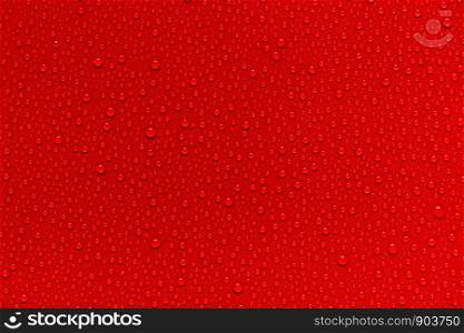 Water drops on red background.