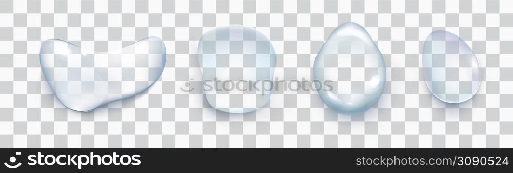 Water drops set isolated on the transparent background. Vector illustration. . Water drops set isolated on the transparent background.