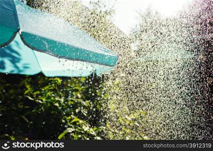 Water drops under sunlight, abstract summer background