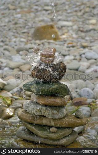 Water falling on rocks