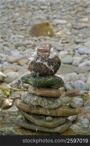 Water falling on rocks
