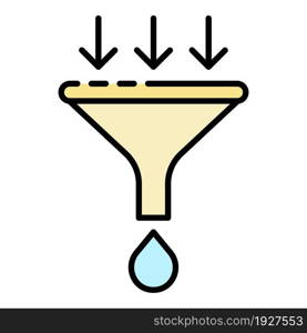 Water filter funnel icon. Outline water filter funnel vector icon color flat isolated. Water filter funel icon color outline vector