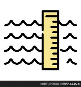 Water flood icon. Outline water flood vector icon color flat isolated. Water flood icon color outline vector