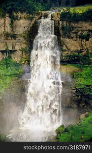 Water flowing from a cliff