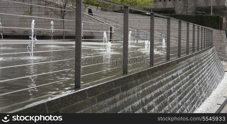 Water flowing from the fountain, Seattle, Washington State, USA