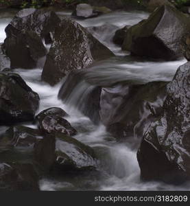 Water flowing over rocks