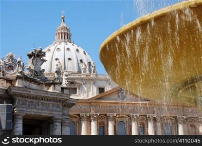 Water fountain in St. Peter&acute;s Square, Vatican City, Rome, Italy