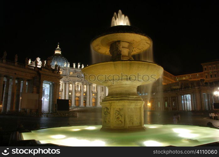 Water fountain in St. Peter&acute;s Square, Vatican City, Rome, Italy