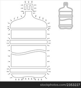 Water Gallon Icon Dot To Dot, Gallon Bottle Icon, Water Storage Bottle Vector Art Illustration