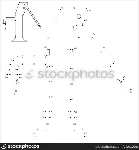 Water Hand Pump Icon Dot To Dot, Hand Water Pump Vector Art Illustration