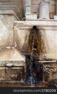 Water in fountain Nimfenum in Sagalassos in Turkey