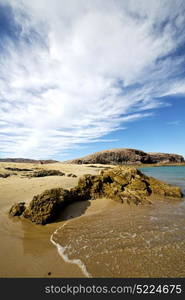 water in lanzarote coastline froth spain pond rock stone sky cloud beach musk and summer