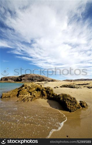 water in lanzarote coastline froth spain pond rock stone sky cloud beach musk and summer