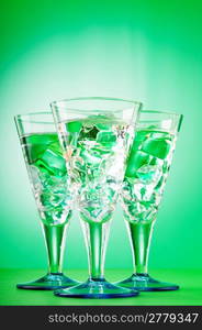 Water in the glass against gradient background