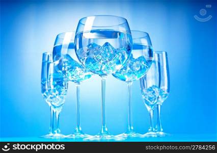 Water in the glass against gradient background