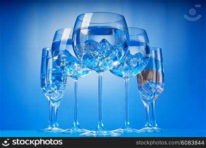 Water in the glass against gradient background