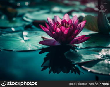 Water lilly natural background. Illustration Generative AI 