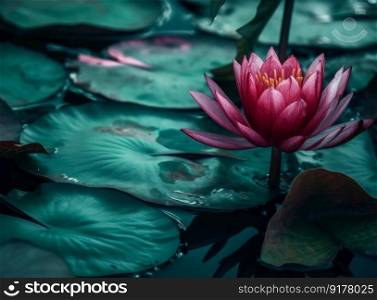 Water lilly natural background. Illustration Generative AI
