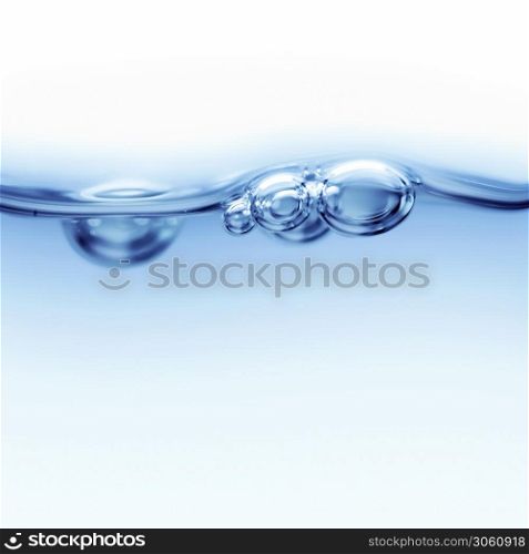 water line with air bubbles close-up