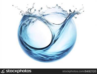 Water liquid splash in sphere shape isolated on white