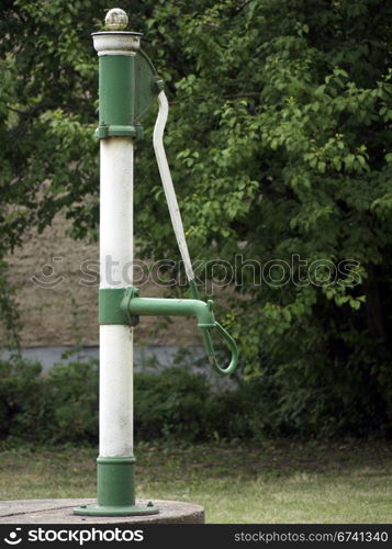Water pump green and white. Water pump in green and white