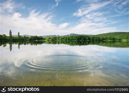 Water reflection on lake. Nature composition.