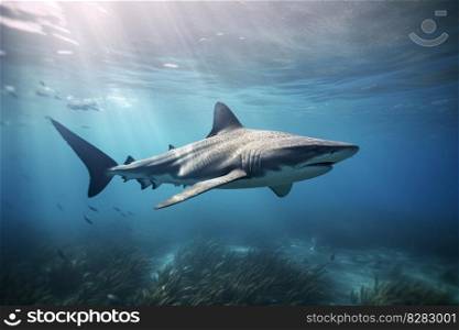 Water sea shark. Danger deep reef. Generate Ai. Water sea shark. Generate Ai