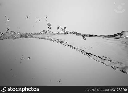 Water splash and bubbles. falling water