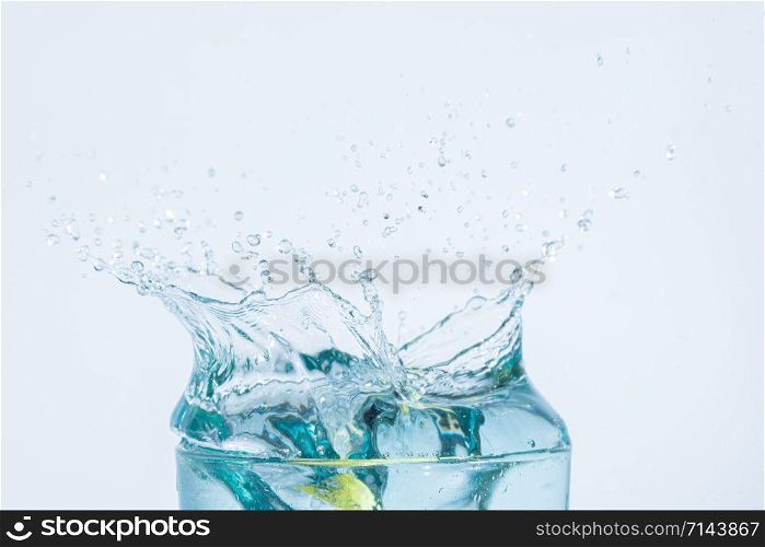 water splash in a glass white background