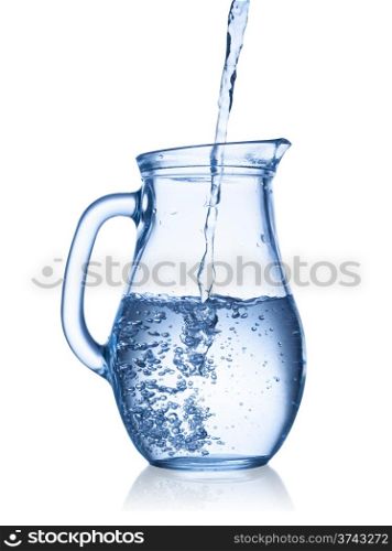 water splash into pitcher isolated on white background