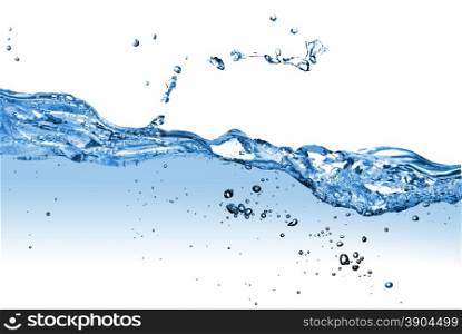 water splash with bubbles isolated on white