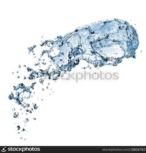 water splash with bubbles isolated on white