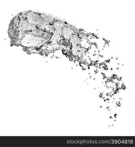 water splash with bubbles isolated on white