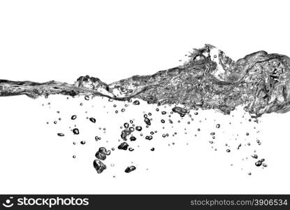 water splash with bubbles isolated on white