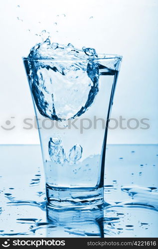 water splashing into glass