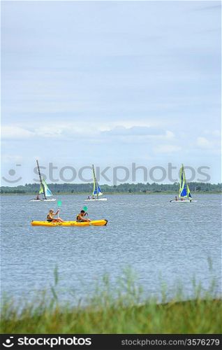 Water sports on a lake