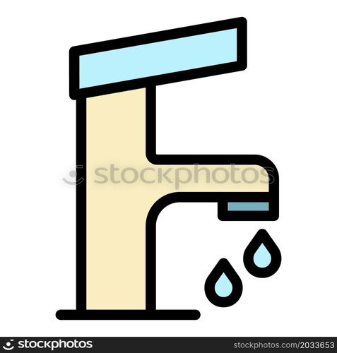 Water tap icon. Outline water tap vector icon color flat isolated. Water tap icon color outline vector