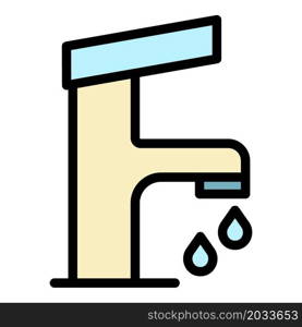 Water tap icon. Outline water tap vector icon color flat isolated. Water tap icon color outline vector