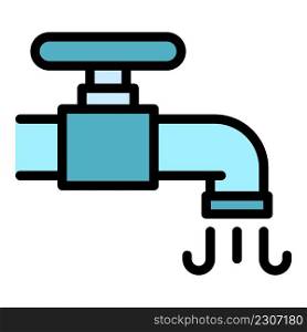 Water tap icon. Outline water tap vector icon color flat isolated. Water tap icon color outline vector