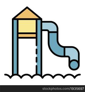 Water tower slide icon. Outline water tower slide vector icon color flat isolated. Water tower slide icon color outline vector