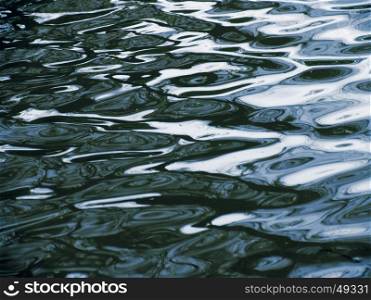 Water waves and reflection of grass in water pond