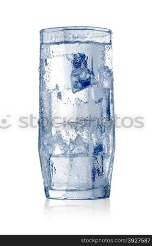 Water with ice cubes. Isolated on white. With clipping path