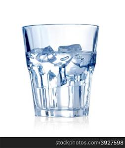 Water with ice cubes. Isolated on white. with clipping path