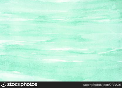 Watercolor background, art abstract green watercolor painting textured design on white paper background