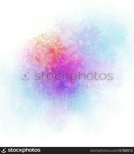 Watercolor Background With Splashes And Flower