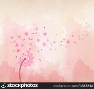 watercolor Blossom dandelions background